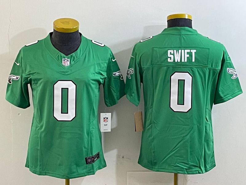 Youth Philadelphia Eagles #0 Swift Green three generations 2025 Nike Vapor Limited NFL Jersey style 1